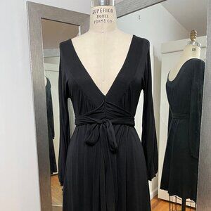 FLAVIO CASTALANI BLACK KNIT A-LINE DRESS, SIZE 44